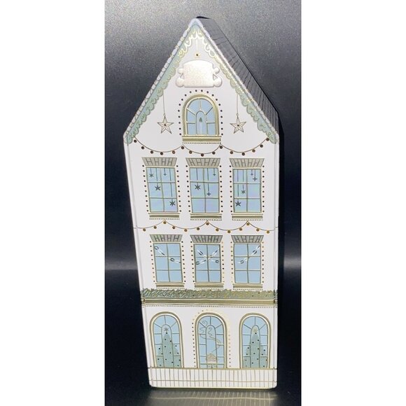 M&S Marks & Spencer Christmas Cookie Tin House LED Light Up Holiday 10" Empty - Picture 3 of 16